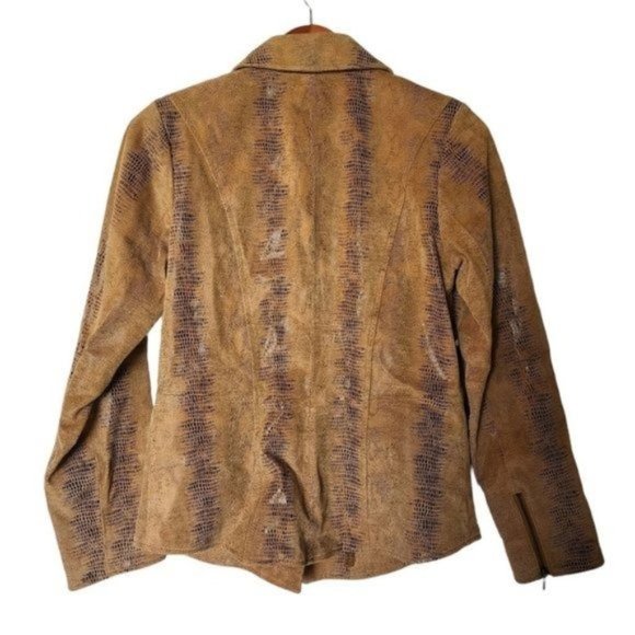 Bradley‎ Jacket 100% Genuine Leather Tan Animal Print size XS Snap Buttons - Picture 11 of 13
